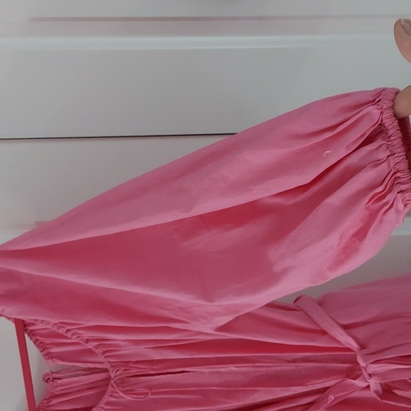 NWT H&M Balloon Sleeve Mini Flare Pink Dress - Picture 3 of 7